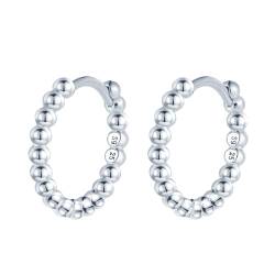 MOOFUN Klein Kugel Perlen Ohrringe Silber 925 Creolen Klein 10mm Ohrring Damen Ohrringe Ohringe Hoop Ohrschmuck für Mama Beste Freundin Teenager Mädchen Schwester Frauen Geschenk Geburtstagsgeschenk von MOOFUN