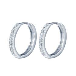 MOOFUN Ohrringe Silber 925 Creolen Klein 10mm Ohrring Damen Ohrringe mit Mini Zirkon Silber Huggie Ohrringe Ohrschmuck für Mama Freundin Teenager Mädchen Schwester Frauen Geschenk Geburtstagsgeschenk von MOOFUN