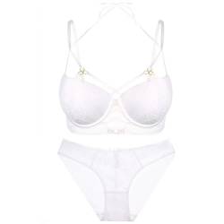 MOONBADI Push up BH Weiß Damen Unterwäsche Set Spitzen BH und Slip Push Up Bügel Nicht Gepolsterter BH Lingerie BH Damen Push up 85D von MOONBADI