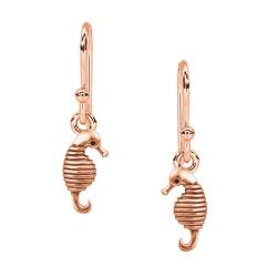 925 Sterling Silber Seepferdchen Ohrringe Kleines Seepferdchen Baumelnde Ohrringe für Frauen, Rosen-Vermeil von MOONEYE