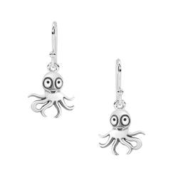Solide 925 Sterling Silber einzigartige Octopus Ohrringe für Frauen Tierliebhaber baumeln Ohrringe Schmuck, Silber von MOONEYE