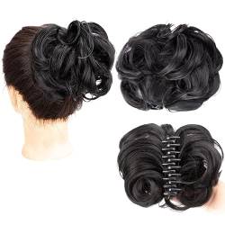 Unordentliches Brötchen-Haar Krallen-Haarknoten, synthetischer Chignon, Krallenklammer mit befestigtem Haar for Frauen, unordentlicher Clip-in-Haarknoten, zerzaustes Haarteil, lockig Brötchen Haarteil von MOOWI