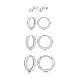 MOROTOLE Ohrringe Silber 925, 3-5 Paaren Creolen Silber 925 Geeignet für Mehrere Piercings Hypoallergen 18K Vergoldet Ohrringe Damen und Ohrstecker Set Geeignet für Mehrere Ohrlöcher Schmuck Geschenke von MOROTOLE