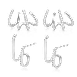 S925 Sterling Silber Klaue Ohrringe Klaue Manschette Ohrringe für Damen Ohrringe die wie mehrere Piercings aussehen Gold Silber Ear Crawler Ohrringe Teenager Mädchen von MOROTOLE