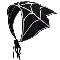 Bandana Stirnband Halloween Spiderweb Hair Bandana Gothic Black Bandana Stirnband Gothic Style Head Schal Unisex Häkelbanda -Abdeckung für Halloween -Accessoires von MOUNTTU