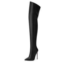 MOVINSTEPS Overknee-Stiefel mit hohem Absatz für Damen, Reißverschluss, spitzer Zehenbereich, Stiletto, hohe Stiefel, sexy, modisch, Party, Club, Herbst, Winter, Schwarz, 40 EU von MOVINSTEPS