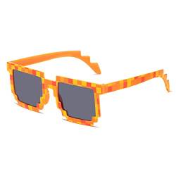 MOZALL Sonnenbrille UV400 Lustige Sonnenbrille Quadratische Sonnenbrille Schatten Sonnenbrille Pixel, Orange von MOZALL