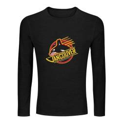 Vancouver Hockey - Retro Canucks Quick-Drying Men Boys Men's 100% Cotton Tee Crewneck Unisex Long Sleeve T-Shirt Black XL von MR Fair