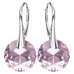 Klapperverschluß Modeschmuck 925 Silber Hängeohrringe Ohrringe für Damen Marken Kristalle Ohrringe Hängend Silber 925 Hängende Ohrringe Schmuck für Frauen Mädchen Ideal Geschenk (Light Amethyst) von MŚ 1997 MENNICA ŚWIDNICKA