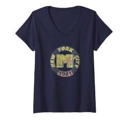 Damen MTV New York City 1981 MTV Logo T-Shirt mit V-Ausschnitt von MTV