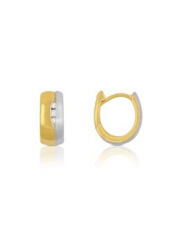 Creolen Bicolor Gelb-/Weissgold 750 Diamant 0.07ct. 13x5mm von MUAU Schmuck