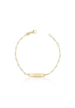 MUAU Schmuck Bébé Bracelet Figaro Gelbgold 750, 16cm Gravurplatte 1.8cm von MUAU Schmuck