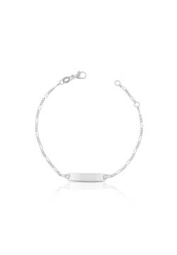 MUAU Schmuck Bébé Bracelet Figaro Weissgold 750, 16cm Gravurplatte 1.8cm von MUAU Schmuck