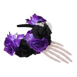 MUSISALY 1Stk Schädel-Hand-Stirnband Rosenblüten Stirnband Skelett Kostüm Haarband halloween haarschmuck halloween kopfschmuck Haarpflegezubehör Party-Stirnband Stoff Black von MUSISALY