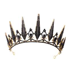 MUSISALY Haarband Schwarze Haaraccessoires Schwarzes Diadem Aus Strass Haarschmuck Aus Strass Brautkrone Braut-strass-stirnband Barocke Tiara Frauen Hochzeit Stirnband Schwarze Tiara Black von MUSISALY