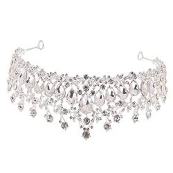 MUSISALY Modische Kopfbedeckung Hochzeit Braut Tiara Prinzessin Tiara Haarschmuck Aus Strass Hochzeitskopfschmuck Für Die Braut Braut-tiara-stirnband Hochzeit Stirnband Braut Stirnband Weiß von MUSISALY