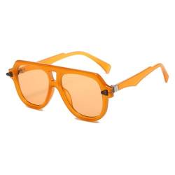 MUTYNE Double Bridges Sonnenbrille Damenmode Bonbonfarbene Brillen Schattierungen UV400 Herren Trendige Nieten Sonnenbrille, Orange Orange, Einheitsgröße von MUTYNE