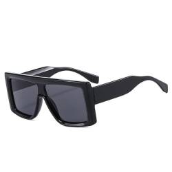 MUTYNE Modische übergroße quadratische Sonnenbrille für Damen, Vintage, großer Rahmen, Sonnenbrille für Herren, UV400-Schutz, Schwarz, Einheitsgröße von MUTYNE