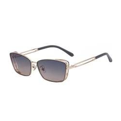 Modische rahmenlose Cat-Eye-Sonnenbrille aus Metall für Damen, hochwertige Sonnenbrille für Herren, leichte Luxus-Sonnenbrille, winddicht, Sonnenschutz, Gold, Grau, Orange, Einheitsgröße von MUTYNE