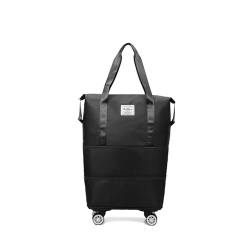 Wochenendtasche Damen Erweiterbare, Abnehmbare RäDer, Bag for Travel Wasserdicht, VerschleißFest, Reisetasche Mit Rollen XXL Geeignet FüR Camping,Black von MWSHIYUQING