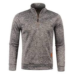 Pullover Herren 1/4 Zip Neck Rollkragenpullover Langarm Ohne Kapuze Männer für Solid Arbeitspullover Oversize Winter Sport Sweater Herren Feinstrick Winterpullover Pulli Leichter Strickpullover von MXETWJEL