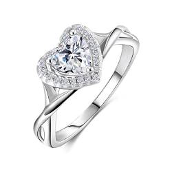 MYBELLNA Moissanite Ring für Frauen D Farbe VVS1 Klarheit Brilliant Runde Schnitt Labor Diamant Herz Ring Weißgold überzogene S925 Sterling Silber Versprechen Ringe für Frauen Verlobung Hochzeit von MYBELLNA