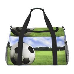 Schultertasche mit Fußball-Hintergrund, leicht, wasserdicht, große Kapazität, Umhängetasche, Reisetasche, persönliche Gegenstände, Schwarz , Einheitsgröße von MYGANN