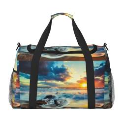 Sunset Beach Leichte wasserdichte große Kapazität Handheld Schulter Crossbody Reisetasche Persönliche Gegenstände Organizer Tasche, Schwarz , Einheitsgröße von MYGANN