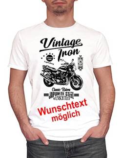 Herren T-Shirt XJR 1300 Vintage mit Wunschtext (Weiss, M) von MYLEZ