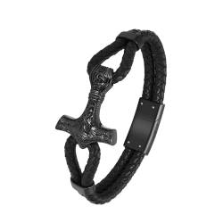 MYPOWER Asche-Armband aus geflochtenem Leder, Gedenkarmband, Armreif, Urnenschmuck, Andenken für Herren, Schwarz, 24 cm von MYPOWER