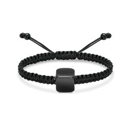 MYPOWER Feuerbestattungsarmband für Asche für Frauen und Männer, quadratischer Urnenschmuck aus Edelstahl, verstellbare Armbänder, Andenken, Gedenkgeschenk, Schwarz von MYPOWER