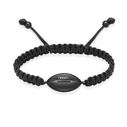 MYPOWER Fußball-Einäscherungsarmband für Asche, Rugby-Urnen-Andenkenschmuck, verstellbar, geflochtenes Armband, Armreif, Damen und Herren, Schwarz von MYPOWER