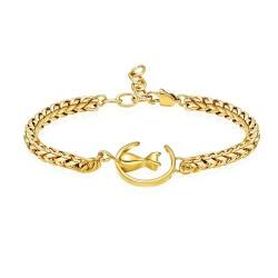 MYPOWER Haustier-Einäscherungsschmuck, Katzenurnen-Armband für Asche, Edelstahl, verstellbare Gliederkette, Gedenkarmreif für Frauen und Mädchen, Gold von MYPOWER