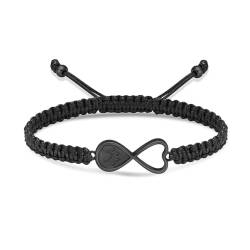 MYPOWER Herz-Urnen-Armband für die Asche von Haustieren, Hunden und Katzen, Pfotenabdruck, Einäscherungsschmuck, Andenken, geflochtenes Seil, verstellbar, Gedenkarmreif, Schwarz von MYPOWER