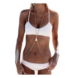 Boho Gold geschichtete Körperkette Taille Bauchgeschirrkette Weiß Türkis Bikini BH Ketten Sexy Beach Body Schmuck für Frauen und Mädchen von MYSUNBAR