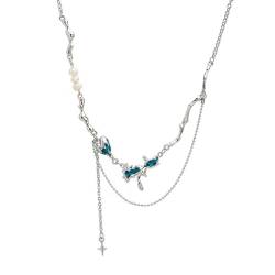 MYYCYCV Halskette Anhänger Die Sterne und das Meer unregelmäßige Halskette weibliches Design hat ein Gefühl von Luxus, und der kalte Wind ist eine heiße Mädchen-Schlüsselbeinkette Geschenk von MYYCYCV