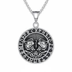 MYZTTZR Celtic knot silver, Wikinger Fenrir Wolf Rune Amulett Halskette Anhänger für Männer Skandinavisch Gold Silber Rostfreie Stähle für Frauen Halskette Schmuck von MYZTTZR