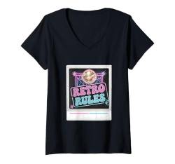 Damen Retro Rules Discokugel T-Shirt mit V-Ausschnitt von MaPaNoLi Design