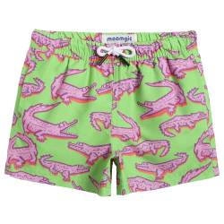 MaaMgic Badehose Jungen Sommer Badeshorts Schnelltrocknend Boardshorts mit Netzfutter Taschen und Verstellbarem Tunnelzug Urlaub Shorts,Krokodil Hellgrün Rosa Lila,3-4 Jahre alt von MaaMgic