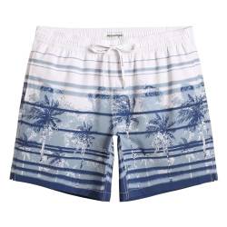 MaaMgic Stretch Badehose Herren Badeshorts Männer Schnelltrocknend Badehosen für Herren Boardshorts für Strand, Surf und Wassersport,Kokosnuss - Graublau,L von MaaMgic