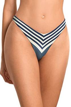 Maaji Damen Barcode Megan High Leg Signature Cut Bikini-Unterteile, Blau, Large von Maaji