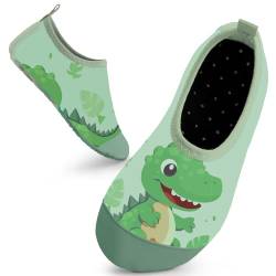 Mabove Badeschuhe Kinder Schwimmschuhe Wasserschuhe Schnell Trocknend Strandschuhe Aquaschuhe für Jungen Baby Beach Pool(Grün Dinosaurs,26/27 EU) von Mabove