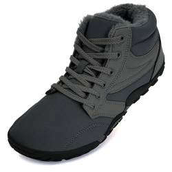 Mabove Barfußschuhe Herren Weit Barfussschuhe Traillaufschuhe Warm Gefüttert Winterschuhe Schneestiefel (Grau,41 EU) von Mabove