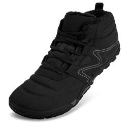 Mabove Barfußschuhe Herren Weit Barfussschuhe Breite Traillaufschuhe Warm Gefüttert Winterschuhe Schneestiefel (Reiches Schwarz,44 EU) von Mabove