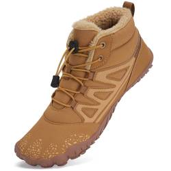 Mabove Barfußschuhe Winterstiefel Herren Damen Traillaufschuhe Warm Gefüttert Winterschuhe Schneestiefel (Festes Braun,42 EU) von Mabove