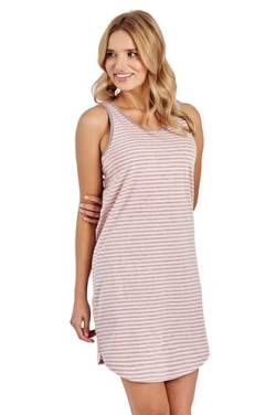 Mademoiselle Sommeil Damen Nachthemd | Rosa-Grau Gestreift | Ärmellos mit Tanktop-Trägern | 95% Baumwolle, 5% Polyester | Abgerundeter Saum von Mademoiselle Sommeil