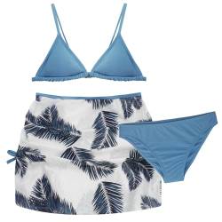 Maeau Badeanzug Dreiteilig Mädchen 12 13 Jahre Bademode Bikini Kinder Mädchen Zweiteiliger Badeanzug Bedruckt Blumen Floral Badebekleidung 3 2 teiler Badeanzug Hawaii Strand mit Rock Schwimmen Blau von Maeau