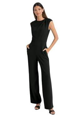 Maggy London Damen Women's Sleeveless Wide-Leg Gathered Shoulder Detail-Fitted Waist-Elegant Formal Jumpsuit Lässiges Business-Kleid, Schwarz von Maggy London