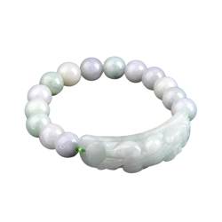 MaikOn Feng Shui, Schmuck, Feng Shui Lucky Pixiu Charm Smaragd Balance Weißes Armband Jadeit Perlen Armreif Urlaub Schmuck Reichtum Amulett Geld anziehen Wohlstand Glück (Color : Jade) von MaikOn