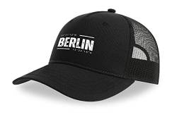 Maikomanija Berlin Koordinaten Deutschland City Travel Memento Baumwolle Trucker Cap Curved Visor Netback Hat Atmungsaktives Mesh Sport Top, Schwarz , One size von Maikomanija